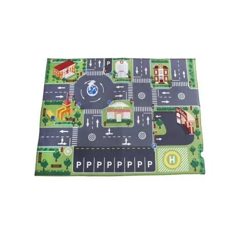 Alfombra infantil de juego con diseño de calles y semáforos Kids Globe de 120x72 cm.