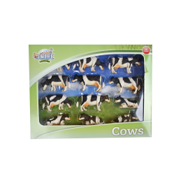 12 unidades vacas tumbadas y de pie negro blanco escala 1:32