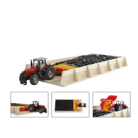 Silo de trinchera grande de madera escala 1:32, accesorio para tractores y granjas de juguete.