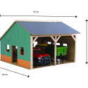 Hangar de juguete para dos tractores a escala 1:16 con acabado de piedra