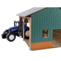Hangar de juguete para dos tractores a escala 1:16 con acabado de piedra