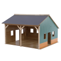 Hangar de juguete para dos tractores a escala 1:16 con acabado de piedra