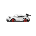 Coche de juguete Porsche 911 GT3 RS de Siku, miniatura coleccionable de metal con alerón trasero.