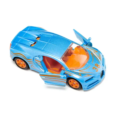 Coche de juguete Bugatti Chiron en miniatura de metal con puertas que se abren