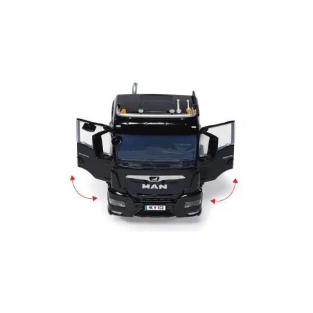 Camión MAN TGS 18.510 4x4 BL Negro de Wiking a escala 1:32, maqueta de metal y plástico para modelismo.