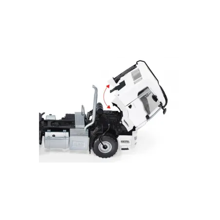 Camión en miniatura MAN TGS 18.510 4x4 BL blanco a escala 1:32, modelo de colección en metal y plástico.