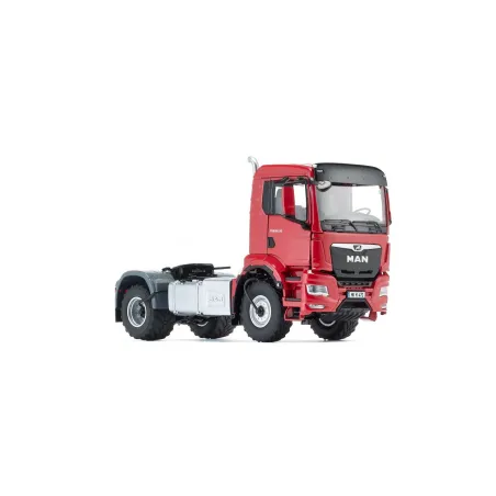 Réplica a escala 1:32 del camión MAN TGS 18.510 4x4 BL rojo de Wiking, modelo de colección en metal y plástico.