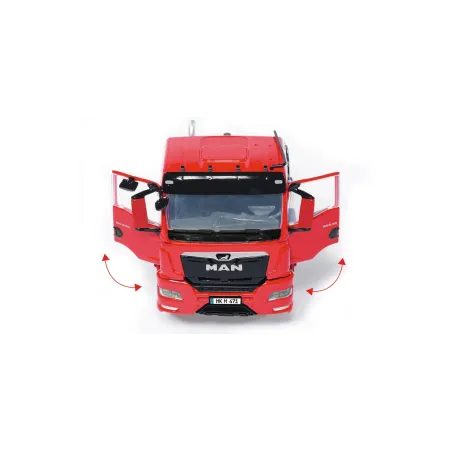 Réplica a escala 1:32 del camión MAN TGS 18.510 4x4 BL rojo de Wiking.