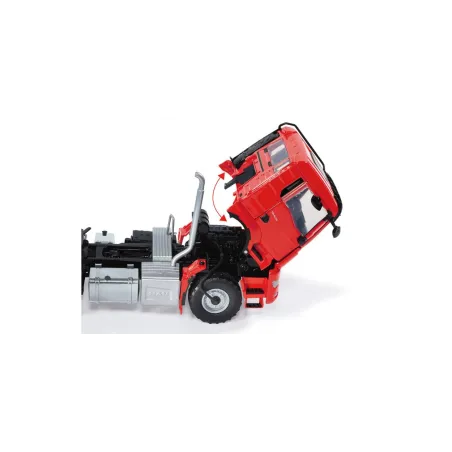 Réplica a escala 1:32 del camión MAN TGS 18.510 4x4 BL rojo de Wiking.