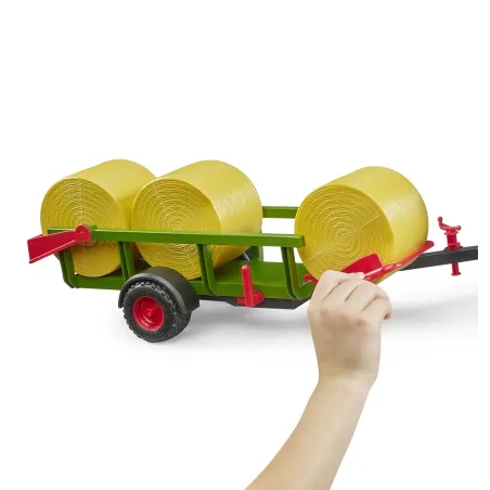 Recolector de pacas Bruder escala 1:16 con tres pacas redondas de juguete