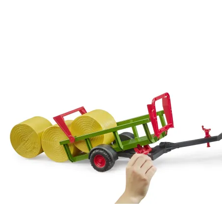 Recolector de pacas Bruder escala 1:16 con tres pacas redondas de juguete