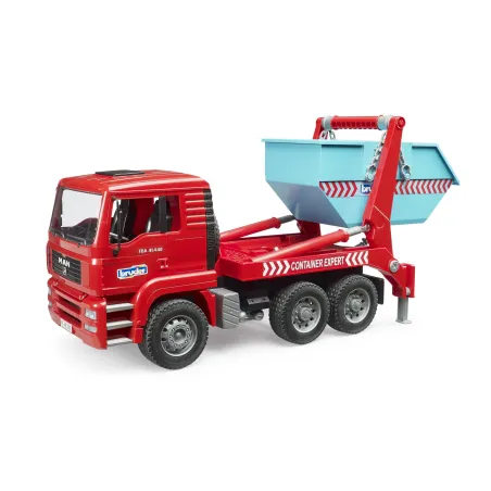 Camión de juguete MAN TGA Bruder escala 1:16 con contenedor basculante desmontable.
