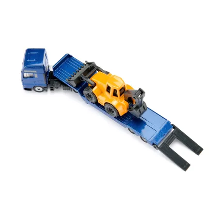 Camión de juguete MAN con retroexcavadora SIKU a escala 1:87 fabricado en metal y plástico