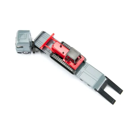 Camión MAN con excavadora de juguete Siku a escala 1:87 en metal y plástico