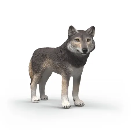 Figura de lobo americano de juguete Schleich con detalles realistas y pintado a mano.