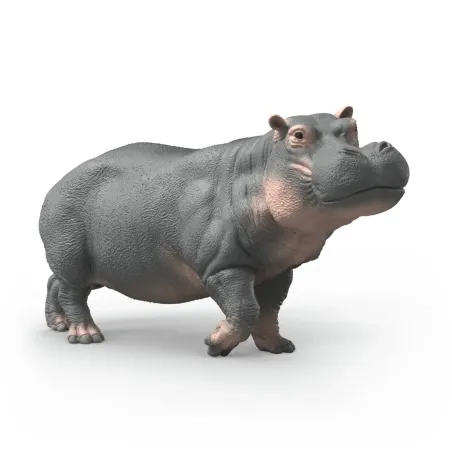Figura de hipopótamo de juguete Schleich pintada a mano para juego educativo infantil