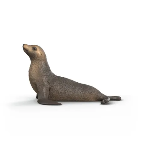 Figura de juguete de león marino de Schleich pintada a mano con detalles realistas para juego educativo.