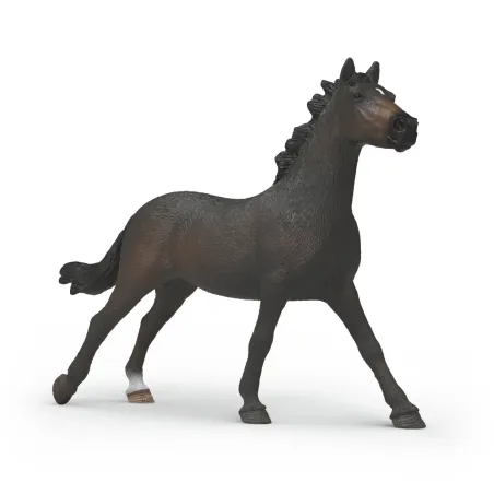 Figura detallada de yegua purasangre inglesa Schleich esculpida a mano para juego y coleccionismo.