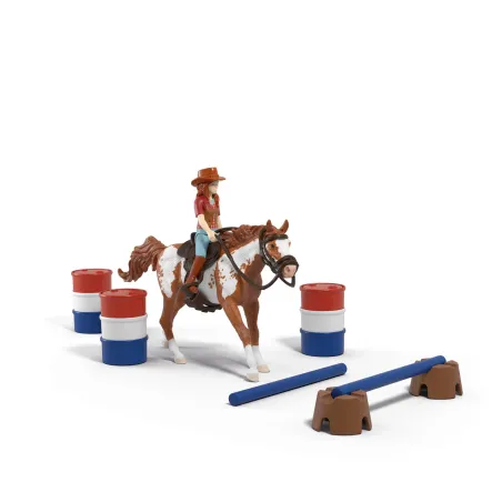 Set de juego La aventura en el oeste de Hannah de Schleich con caballo Paint Horse y obstáculos de entrenamiento.