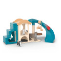 Parque de juegos interactivo para gatos de Schleich con rampa y tejado balancín.