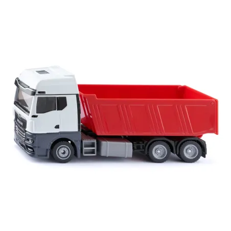 Camión volquete MAN de Siku a escala 1:50 con caja basculante de metal y plástico para niños.