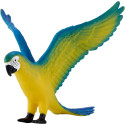 Figura decorativa de loro guacamayo azul pintada a mano con detalles realistas para decoración tropical.