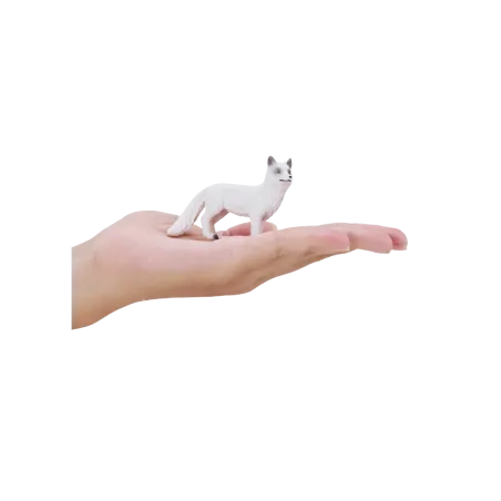 Figura de juguete de zorro ártico Mojo con detalles realistas para juego educativo.