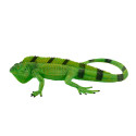 Figura de iguana decorativa esculpida y pintada a mano con detalles realistas de escamas.