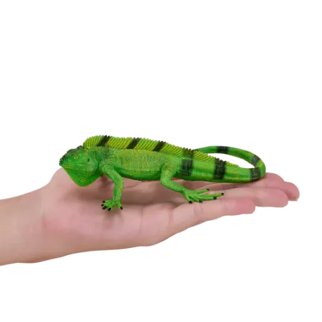 Figura de iguana decorativa esculpida y pintada a mano con detalles realistas de escamas.