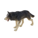 Figura de lobo de madera gris pintado a mano, artesanía decorativa realista y detallada.