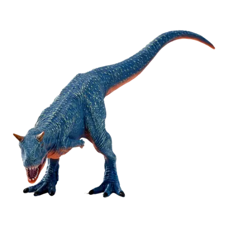 Figura de Carnotaurus pintada a mano con detalles realistas y texturas anatómicas para coleccionistas.