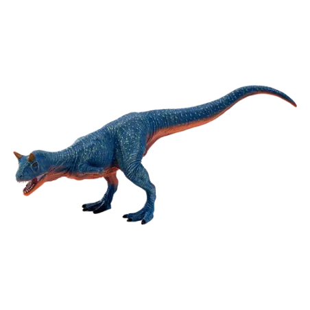 Figura de dinosaurio Carnotaurus pintada a mano con detalles realistas y texturas para coleccionistas.