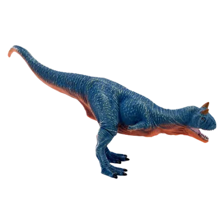 Figura de dinosaurio Carnotaurus pintada a mano con detalles realistas y texturas para coleccionistas.