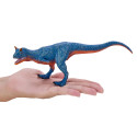 Figura de dinosaurio Carnotaurus pintada a mano con detalles realistas y texturas para coleccionistas.