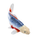 Figura decorativa de carpa koi variedad Asagi pintada a mano con detalles realistas.