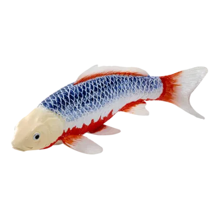 Figura de carpa koi Asagi pintada a mano para decoración y coleccionismo.