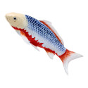 Figura de carpa koi Asagi pintada a mano para decoración y coleccionismo.