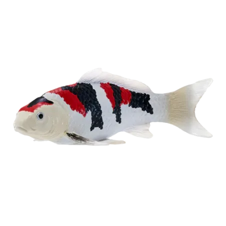 Figura decorativa de carpa Koi Showa Sanshoku pintada a mano con patrón tricolor japonés.