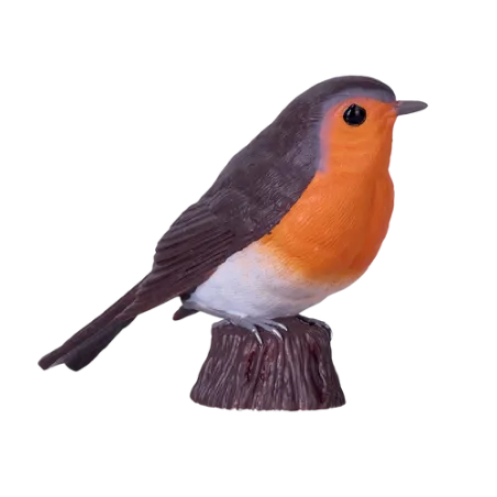 Figura de petirrojo pintada a mano con diseño realista y detallado para decoración del hogar.