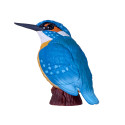 Figura decorativa de martín pescador pintada a mano con detalles en azul y naranja para decoración de hogar.