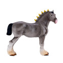 Figura realista de caballo de tiro Shire gris moteado pintada a mano para coleccionistas.