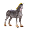 Figura realista de caballo Shire gris moteado pintada a mano para coleccionistas.