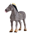 Figura realista de caballo Shire gris moteado pintada a mano para coleccionistas.