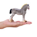 Figura realista de caballo Shire gris moteado pintada a mano para coleccionistas.