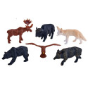 Set de 6 figuras de animales mini del bosque Mojo con oso negro y águila real para juego educativo infantil.