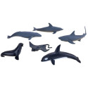 Set de 6 mini figuras de animales marinos de juguete educativos para niños.