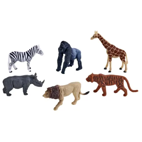 Tubo con 6 figuras de animales de la selva en miniatura para juego educativo infantil
