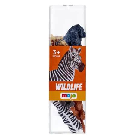 Set de 6 figuras de animales de la selva en miniatura con tubo de almacenamiento de 16 cm.