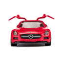 Réplica a escala del Mercedes-Benz SLS AMG Black Series rojo con puertas de ala de gaviota.