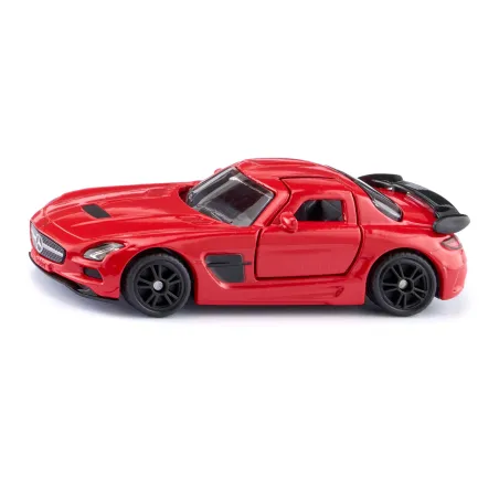 Réplica a escala del Mercedes-Benz SLS AMG Black Series rojo con puertas de ala de gaviota.